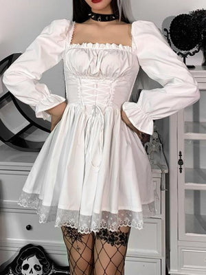 Halloween Lace Bandage Square Collar Mini&Short Dresses