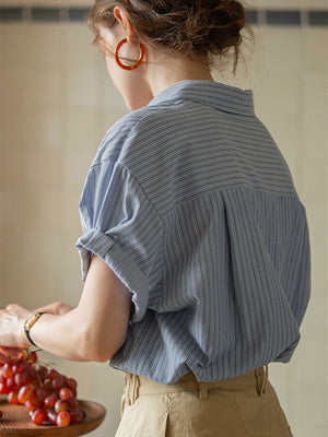 Designer Off-shoulder Striped Soft Satin Chiffon Top