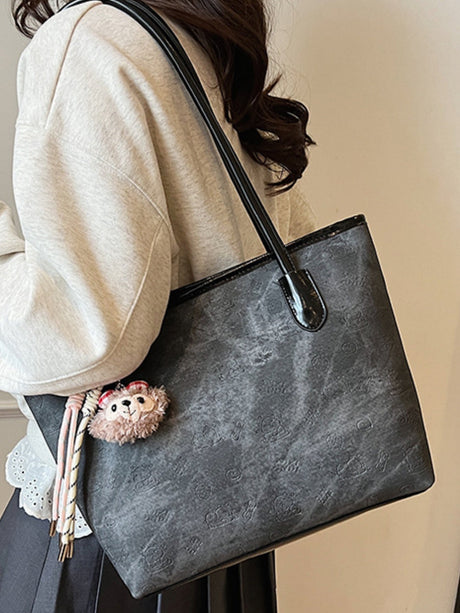 Embossed Color-blocked Large Capacity Tote Bag