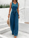 V-neck Wide-leg Sleeveless Twisted Vest Jumpsuit