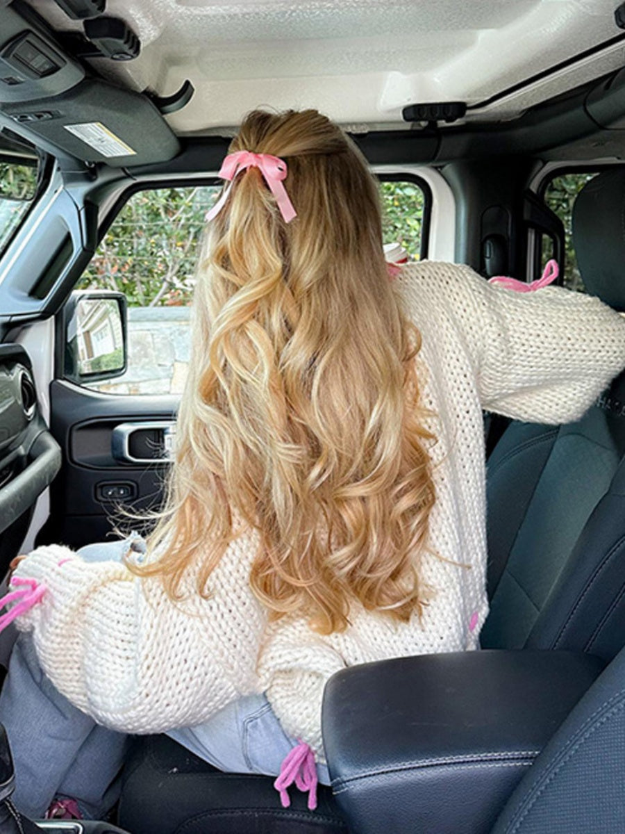 Lace up Bow Contrasting colors Sweaters