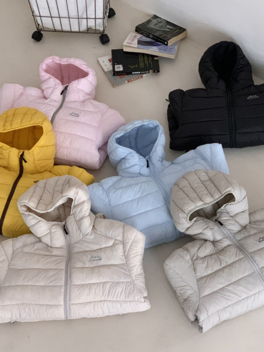 Hooded Zipper Pocket Quilting Lightweight Coat Stuffing Leisure Outdoor Cotton-padded Clothing