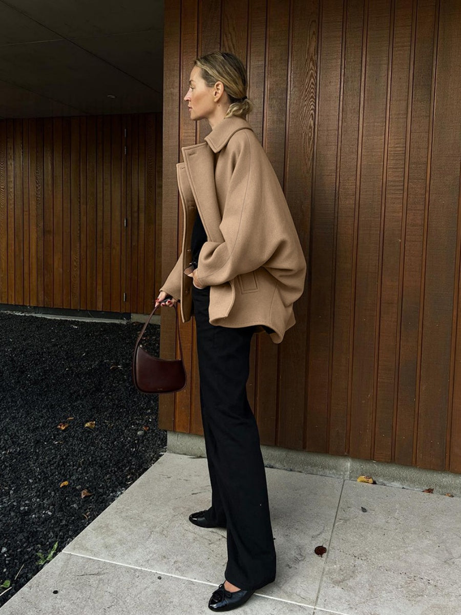 Liber Autumn Women's Woolen coat Solid Color Coats