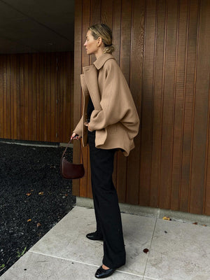 Liber Autumn Women's Woolen coat Solid Color Coats
