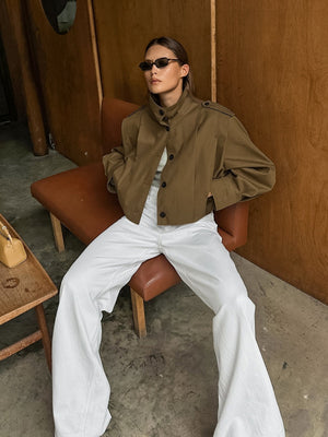 Liber Autumn Women's Buttons Solid Color Trench Coats