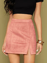Suede Hip High Waist Zipper Short Skirt