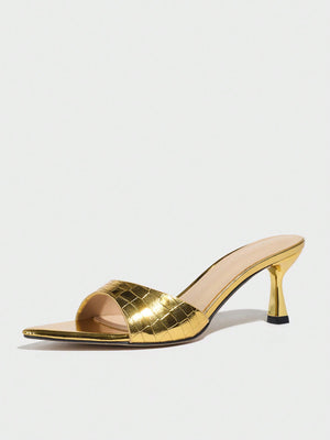 Embossed High-heeled Sandals