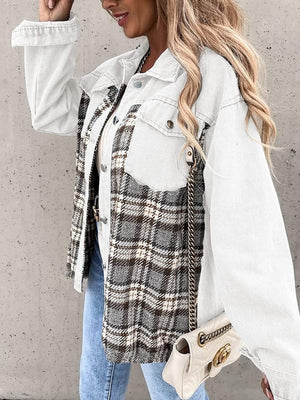 Liber Autumn Women's Contrasting colors Plaid Jackets