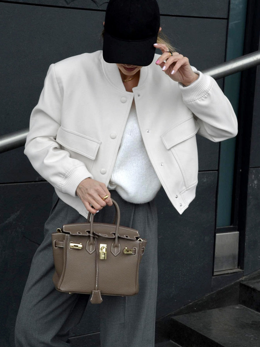 Liber Autumn Women's Baseball uniform Solid Color Jackets