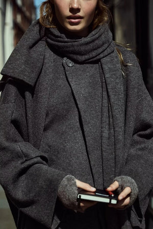 Asymmetrical Scarf Short Knit Cardigan