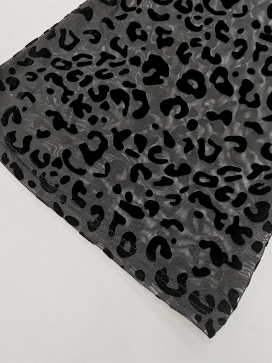 【SHIP AS USUAL】 Mesh Flocking Perspective Leopard Print Pants