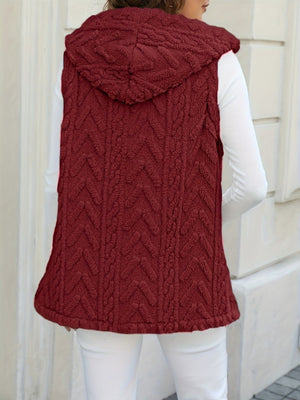 Three-dimensional Geometric Pattern Warm And Fashionable Plush Hooded Cardigan Mid-length Vest