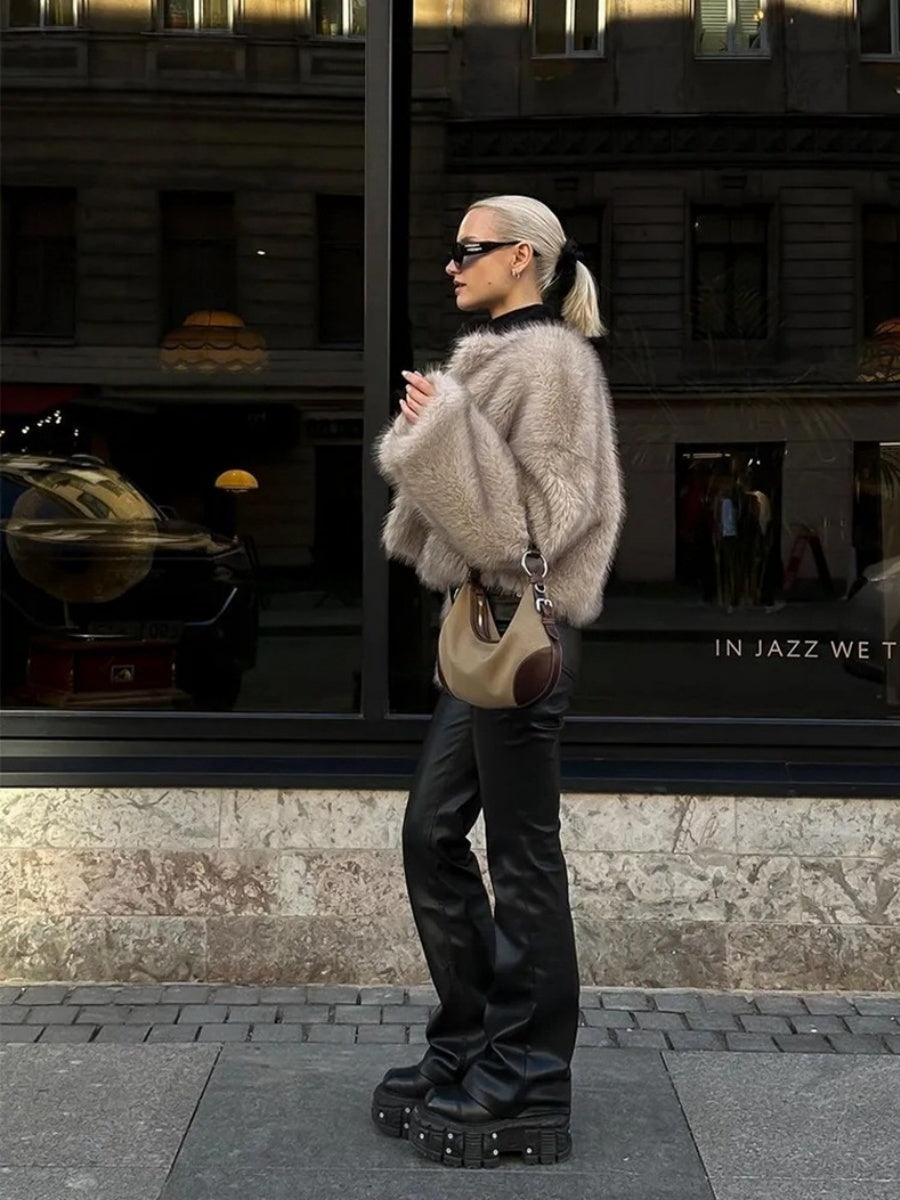 Artificial Fur Cropped Coat Parties Coats