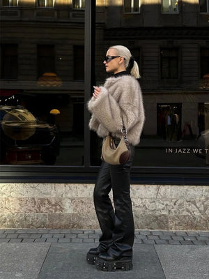 Artificial Fur Cropped Coat Parties Coats