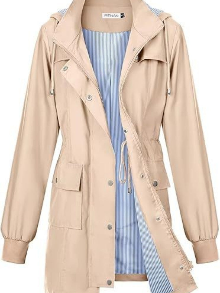 Mid-length Lightweight Raincoat Water Proof Mountain Climbing Outdoor Windproof Detachable Hood Trench Coats