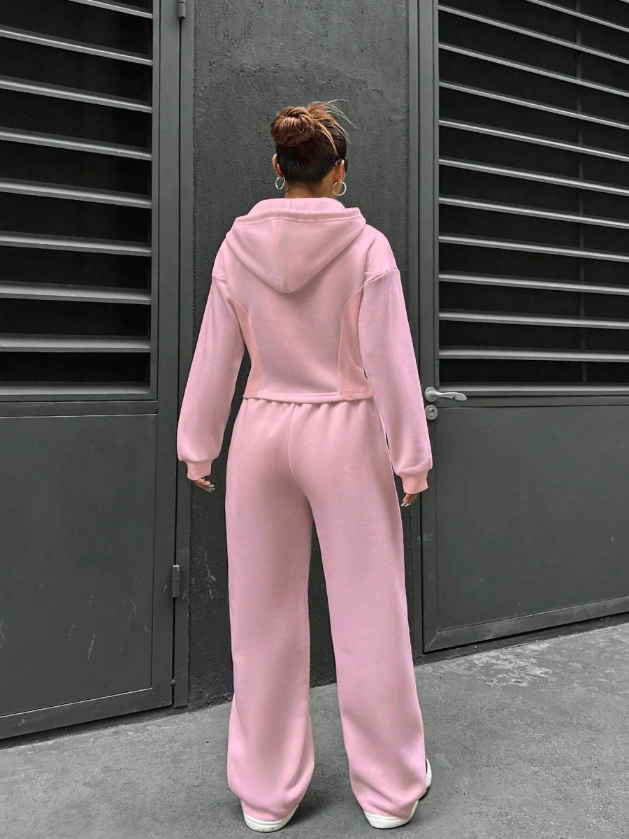 Sports And Leisure Zipper Hooded 2-piece Sets