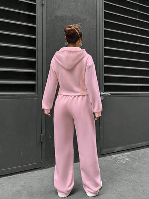 Sports And Leisure Zipper Hooded 2-piece Sets