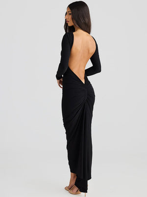 Liber Autumn Women's Backless Pleated Maxi Dresses
