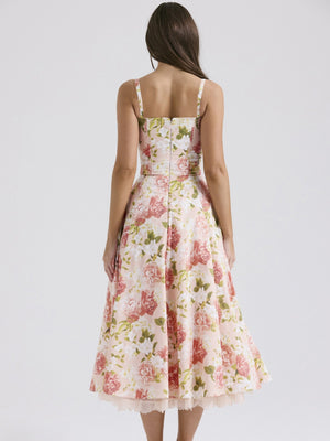 Floral Print Sundress With Tie Bow