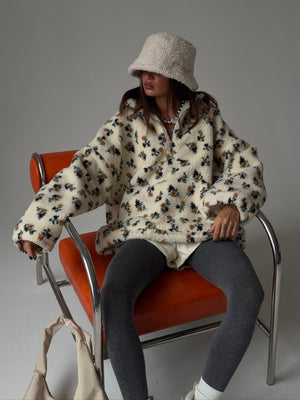 Fleece Floral Fashion Warm Fleece Sweatshirt