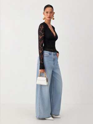 Sexy And Elegant Lace Waist-cinching V-neck Jumpsuits&Bodysuits