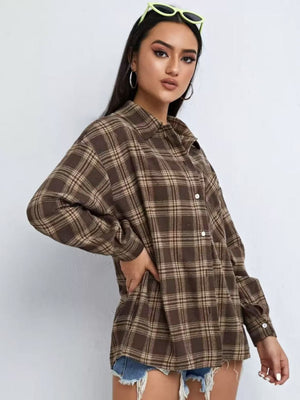 Plaid Oversize Coat Shirts