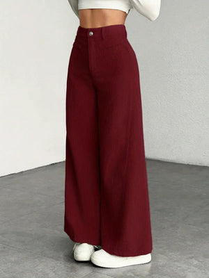 High Waist Loose Slimming Solid Color Wide Leg Pants