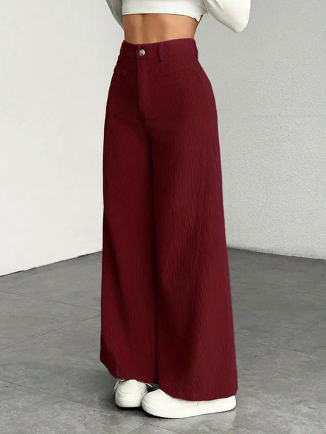 High Waist Loose Slimming Solid Color Wide Leg Pants