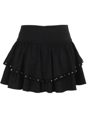 Bandage Metal Double Layer Black Waist Skirts