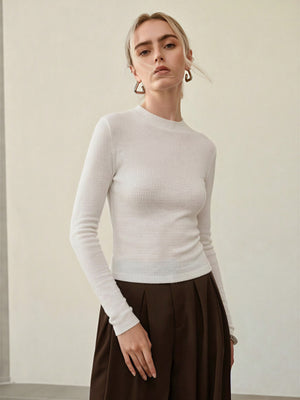 100% Merino Cotton & Wool Seamless Turtleneck Sweater