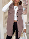 Solid Color Lapel Open Buckle Loose Temperament Commuting Imitation Lambskin Vests