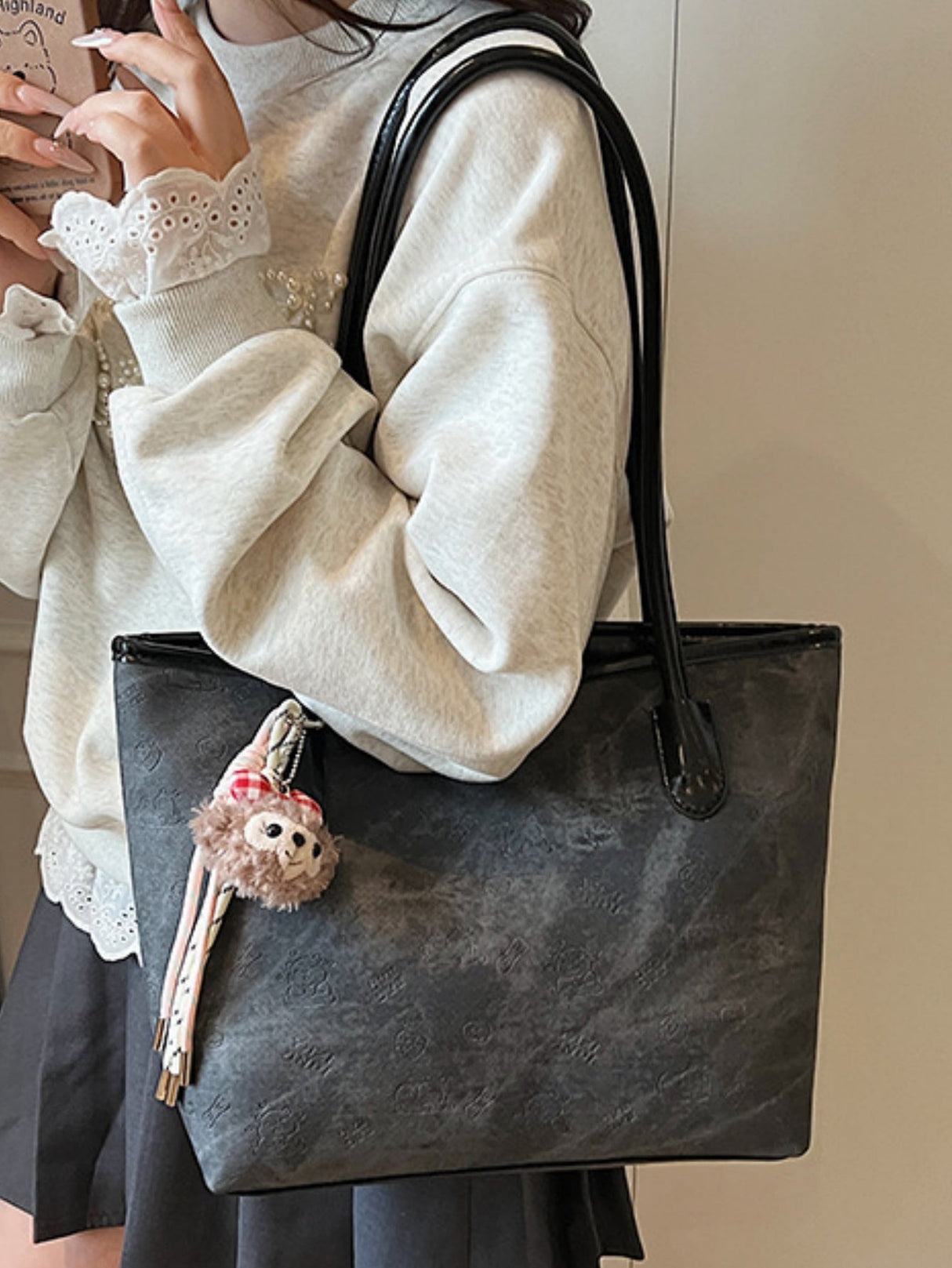 Sac fourre-tout grande capacité à motif color-block en relief