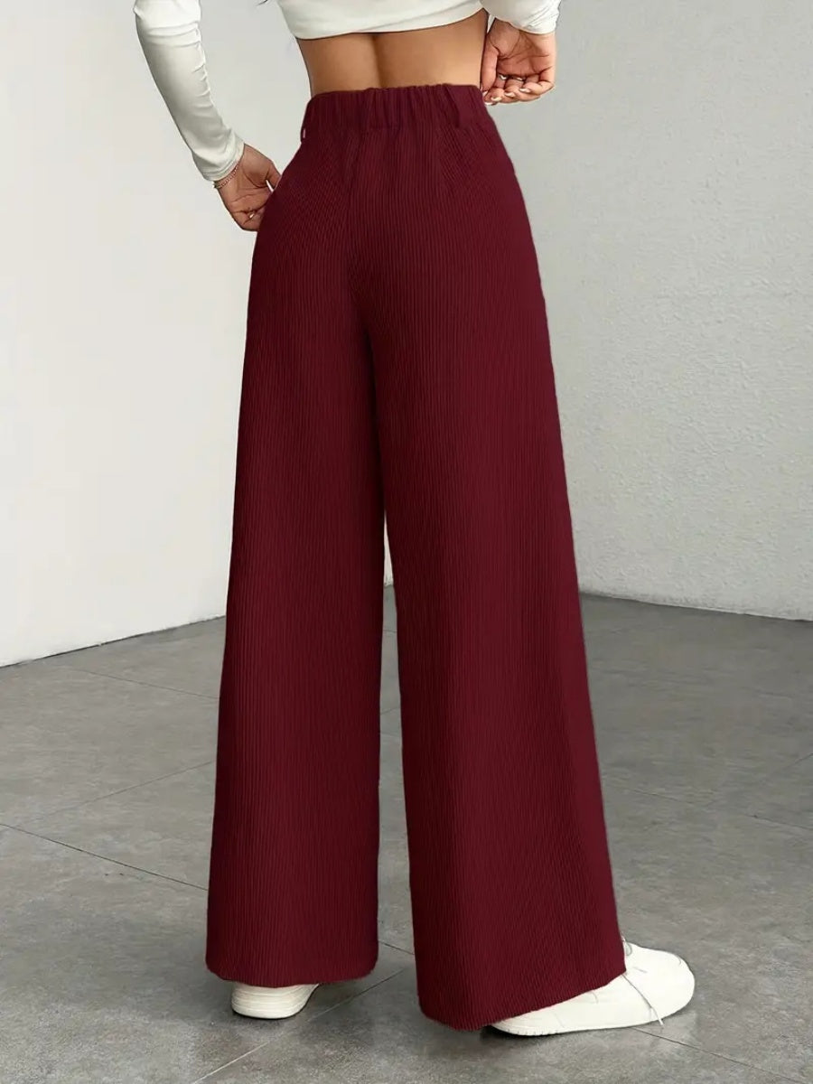 High Waist Loose Slimming Solid Color Wide Leg Pants