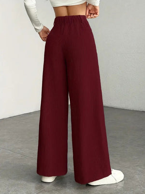 High Waist Loose Slimming Solid Color Wide Leg Pants