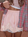 Satin Lace-trimmed Shorts