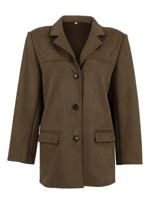 Liber Autumn Women's Buttons Suede Jackets