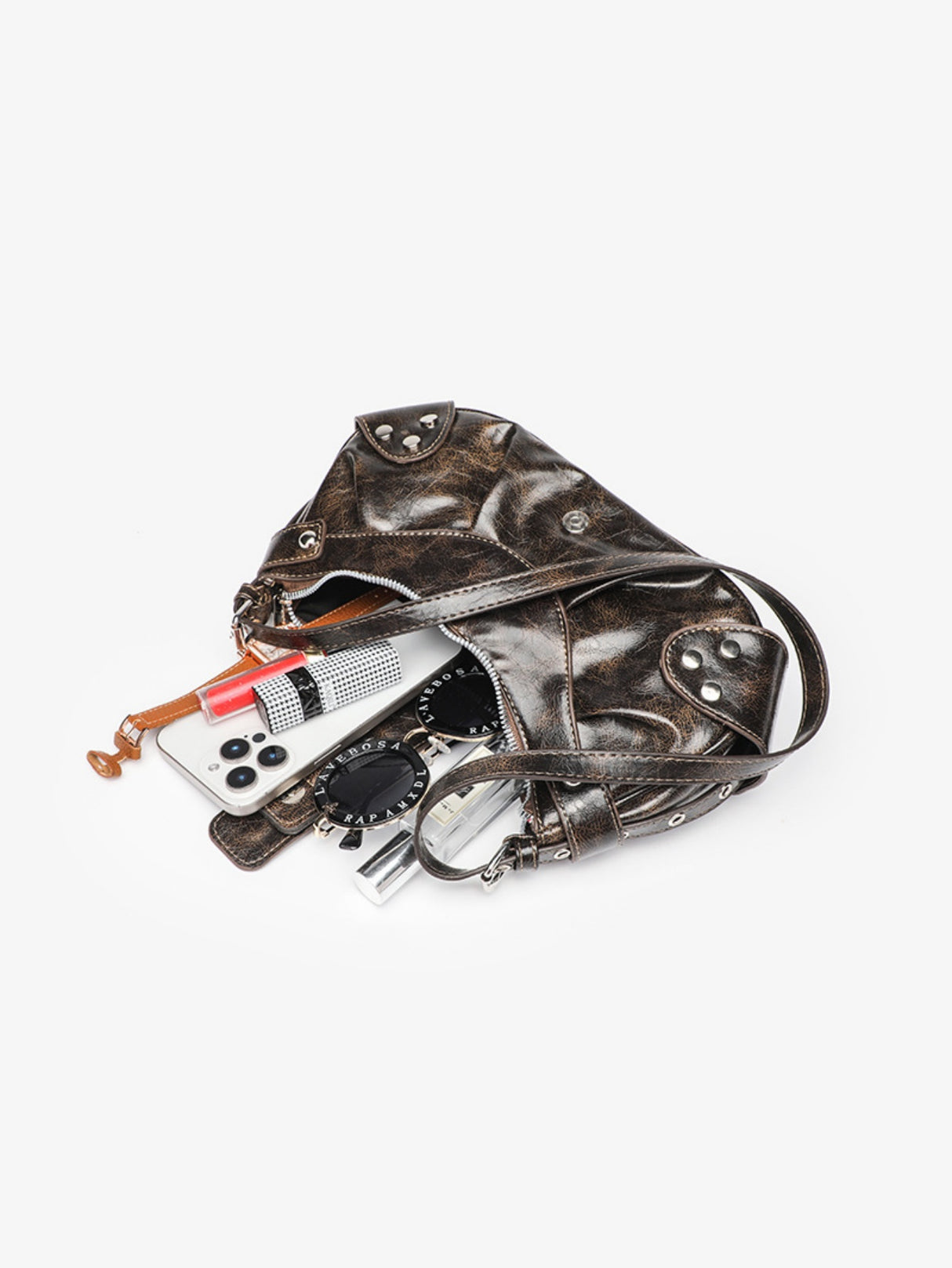 Stylish And Edgy Motorcycle Studded Shoulder Bag