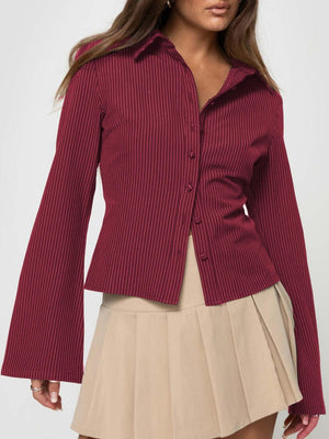 Long Sleeve Buttons Stripes Shirts