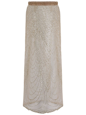 Beach Cover-up With Slits And Tie-up Shimmering Sequined Skirt