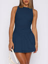 Backless Solid Color Mini&Short Dresses