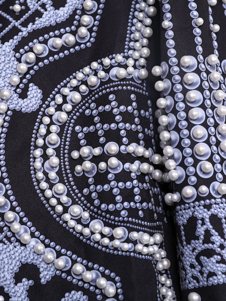 Digital Printing Positioning Beads High-end Concealed Button Long-sleeved Midi Style Blazers