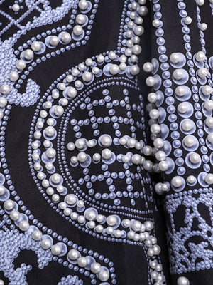 Digital Printing Positioning Beads High-end Concealed Button Long-sleeved Midi Style Blazers