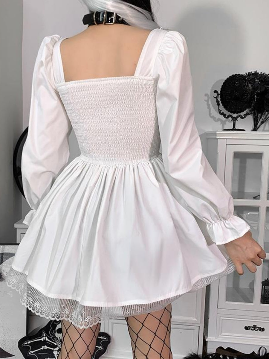 Halloween Lace Bandage Square Collar Mini&Short Dresses