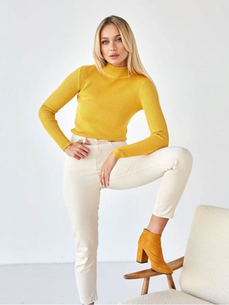 Half Turtleneck Solid Color Tights Versatile Sweaters