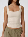 Square Collar Leisure Tank Tops