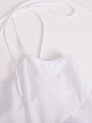 Pure Cotton Cake Skirt Backless Camisoles Beach Cover-up Mini&Short Dresses