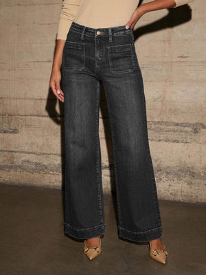 Slimming Wide Leg High Waist Straight Old Jeans