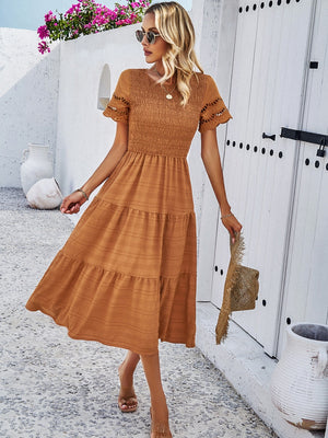 Hollow-out Lace Sleeves, Long Hollow-out Dress