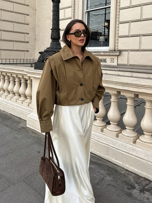 Liber Autumn Women's Buttons Solid Color Trench Coats