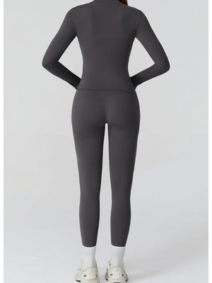 Veste de yoga bicolore en tissu brossé avec fermeture éclair, coupe-vent et ajustée
